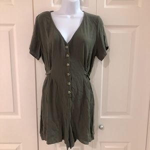 Target Wild Fable army green flowy button front romper size large